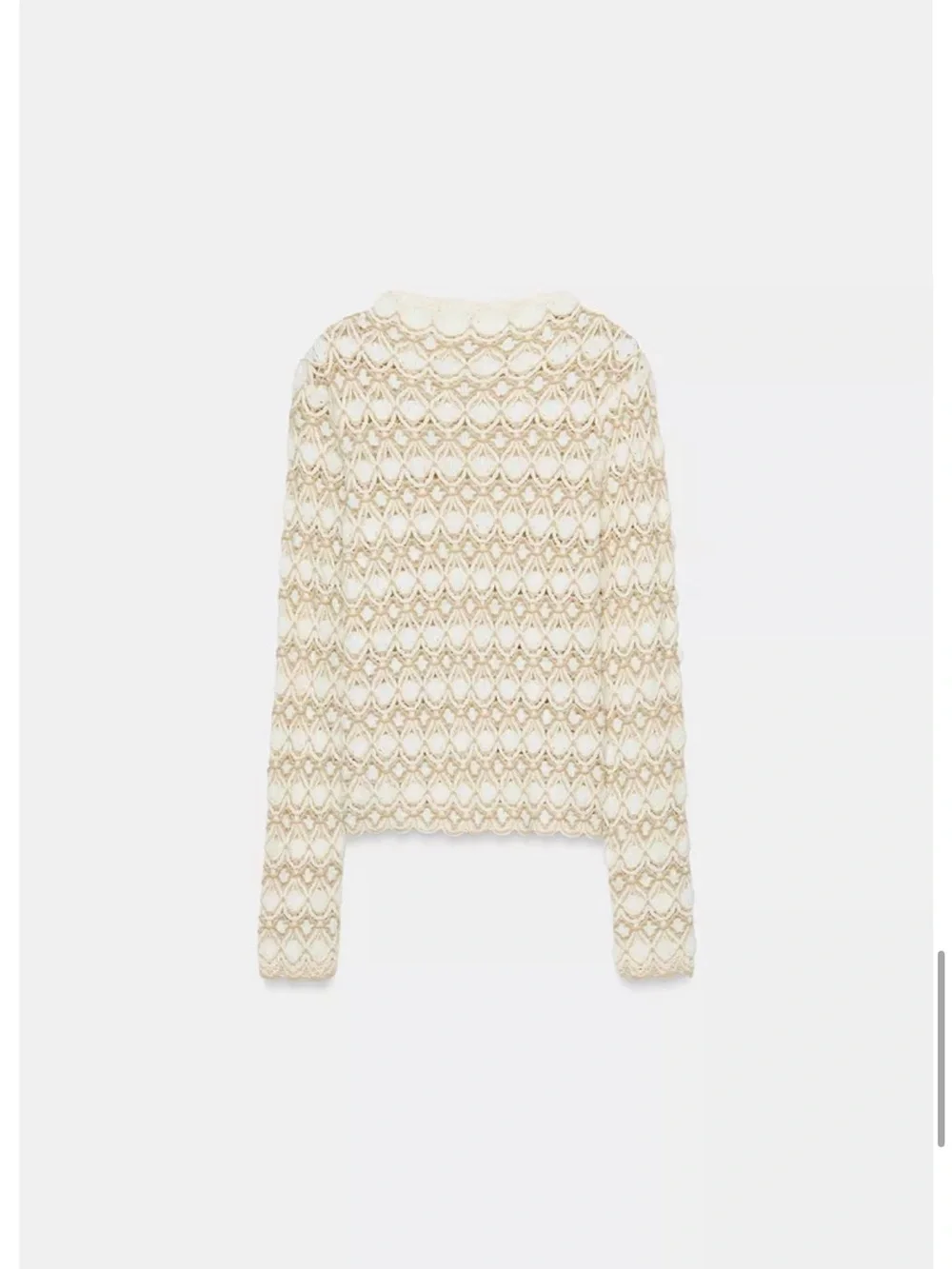 Zara Cream Crocheted Long-Sleeve Sweater